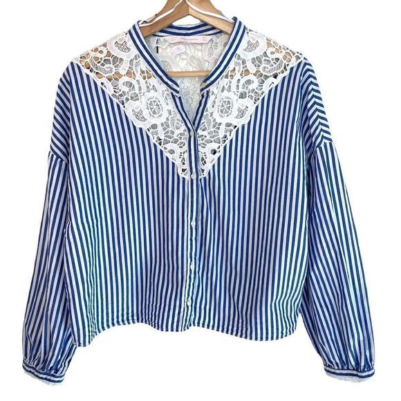 Zara Trafaluc Collection Stripes and Lace 100% Cotton - Picture 2 of 8